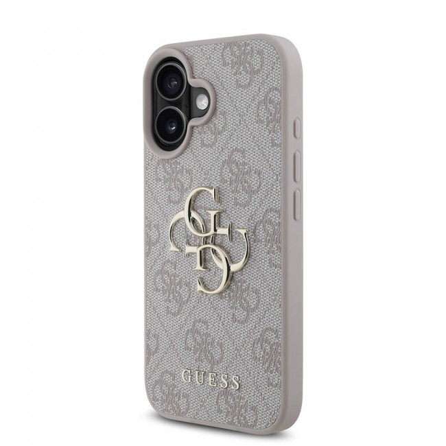 Apple iPhone 16 Kılıf Guess Orjinal Lisanslı PU Deri 4G Desenli Metal Büyük 4G ve Yazı Logolu Kapak Apple iPhone 16 Kılıf Guess Orjinal Lisanslı PU Deri 4G Desenli Metal Büyük 4G ve Yazı Logolu Kapak