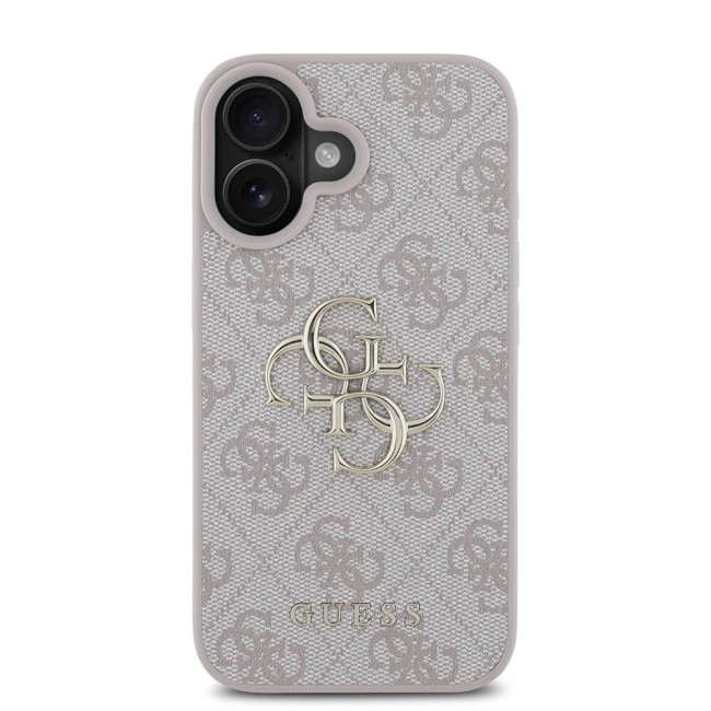 Apple iPhone 16 Kılıf Guess Orjinal Lisanslı PU Deri 4G Desenli Metal Büyük 4G ve Yazı Logolu Kapak Apple iPhone 16 Kılıf Guess Orjinal Lisanslı PU Deri 4G Desenli Metal Büyük 4G ve Yazı Logolu Kapak