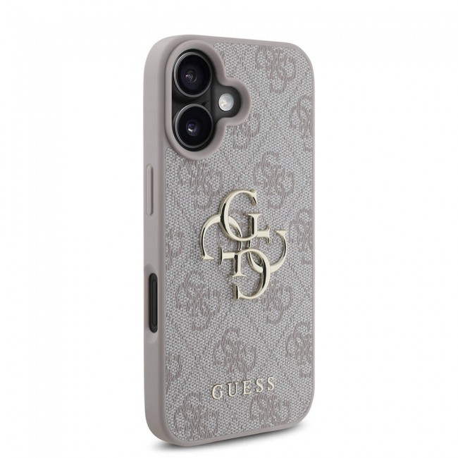 Apple iPhone 16 Kılıf Guess Orjinal Lisanslı PU Deri 4G Desenli Metal Büyük 4G ve Yazı Logolu Kapak Apple iPhone 16 Kılıf Guess Orjinal Lisanslı PU Deri 4G Desenli Metal Büyük 4G ve Yazı Logolu Kapak