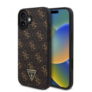 Apple iPhone 16 Kılıf Guess Orjinal Lisanslı PU Deri 4G Desenli Üçgen Logolu Kapak Apple iPhone 16 Kılıf Guess Orjinal Lisanslı PU Deri 4G Desenli Üçgen Logolu Kapak