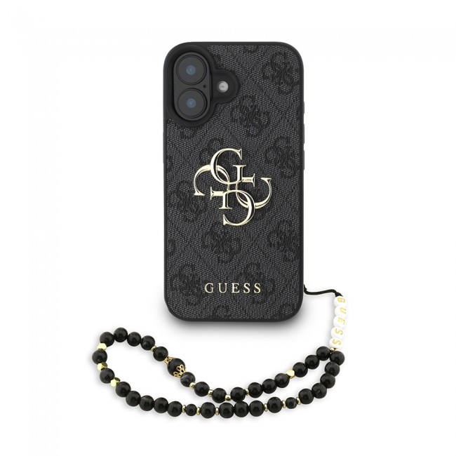 Apple iPhone 16 Kılıf Guess Orjinal Lisanslı PU Deri Bilek Askı İpli Metal Büyük 4G ve Yazı Logolu Kapak Apple iPhone 16 Kılıf Guess Orjinal Lisanslı PU Deri Bilek Askı İpli Metal Büyük 4G ve Yazı Logolu Kapak