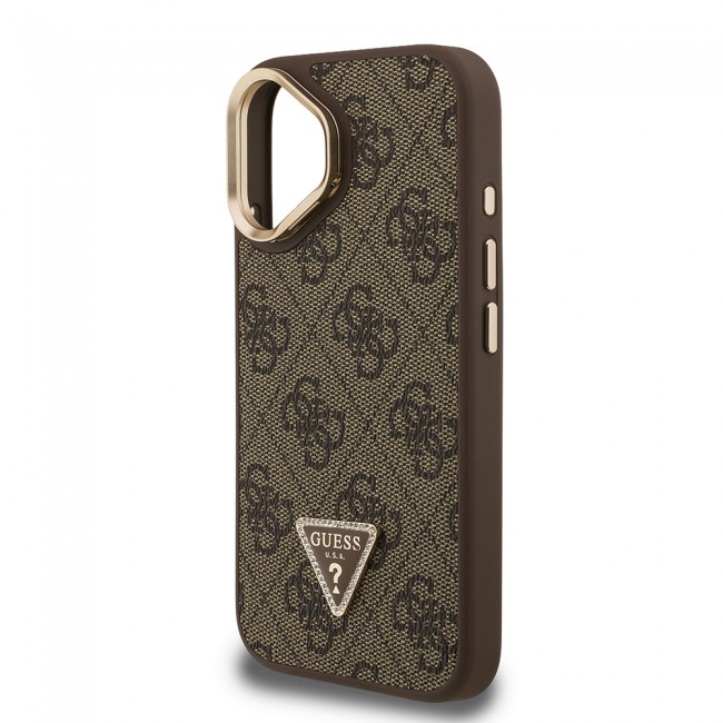 Apple iPhone 16 Kılıf Guess Orjinal Lisanslı PU Deri Taşlı Üçgen Logo 4G Desenli Kamera Standlı Kapak Apple iPhone 16 Kılıf Guess Orjinal Lisanslı PU Deri Taşlı Üçgen Logo 4G Desenli Kamera Standlı Kapak