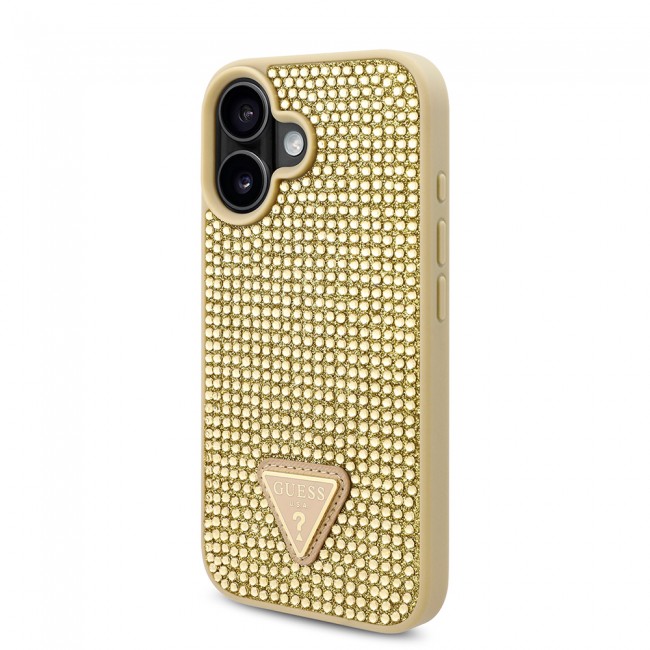 Apple iPhone 16 Kılıf Guess Orjinal Lisanslı Taşlı Arka Yüzey Üçgen Logolu Kapak