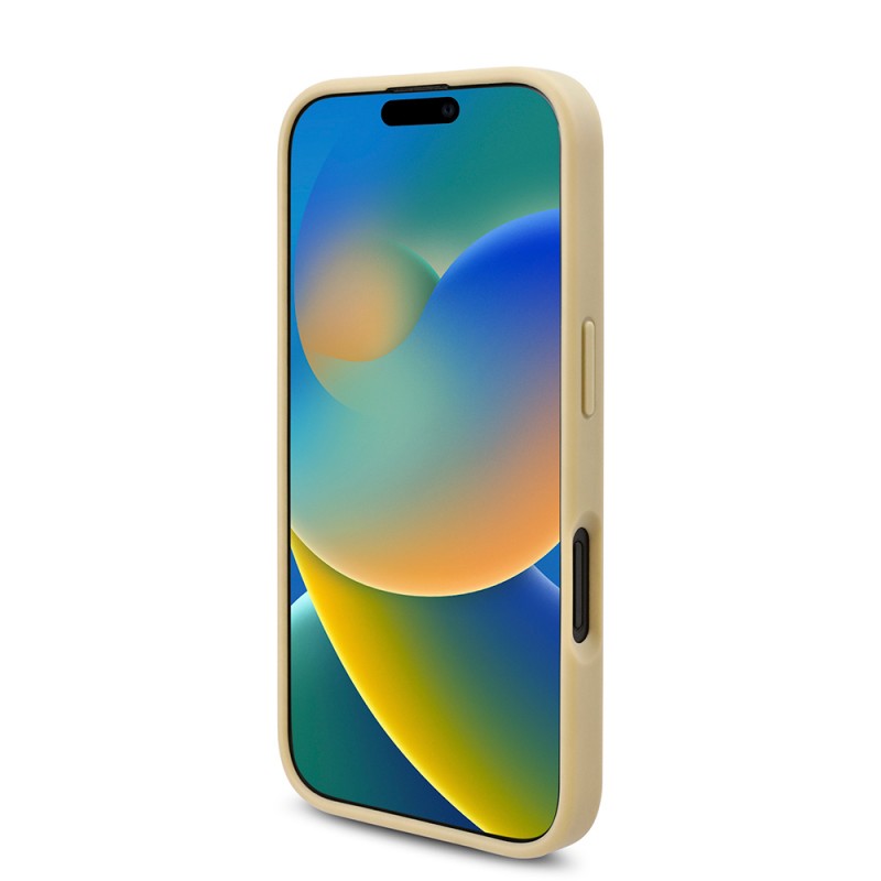 Bal-z Apple iPhone 16 Kılıf Guess Orjinal Lisanslı Taşlı Arka Yüzey Üçgen Logolu Kapak