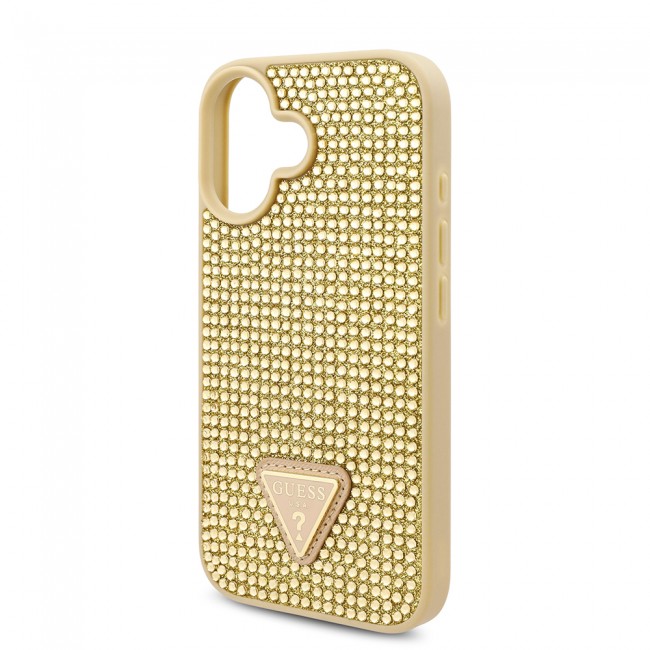Apple iPhone 16 Kılıf Guess Orjinal Lisanslı Taşlı Arka Yüzey Üçgen Logolu Kapak