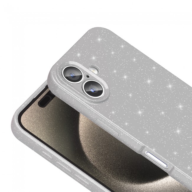 Apple iPhone 16 Kılıf Kamera Korumalı Simli Lüks Zore Koton Kapak