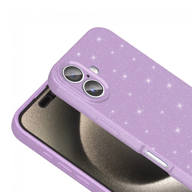 Apple iPhone 16 Kılıf Kamera Korumalı Simli Lüks Zore Koton Kapak