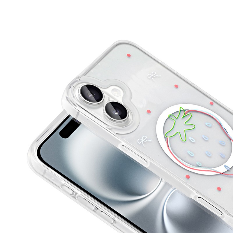 Bal-z Apple iPhone 16 Kılıf M-Safe Şarj Özellikli Şeffaf Zore Folk Sert Kapak