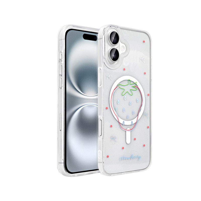 Bal-z Apple iPhone 16 Kılıf M-Safe Şarj Özellikli Şeffaf Zore Folk Sert Kapak