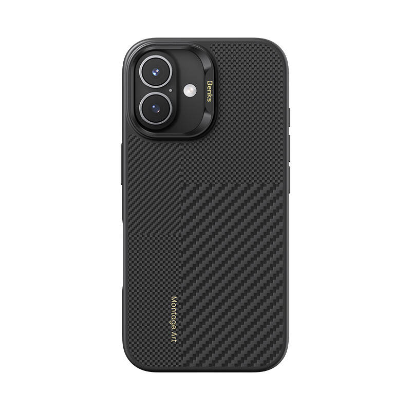Bal-z Apple iPhone 16 Kılıf M-safe Şarj Özellikli Karbon Fiber Benks Montage Hybrid ArmorPro Kevlar Kapak