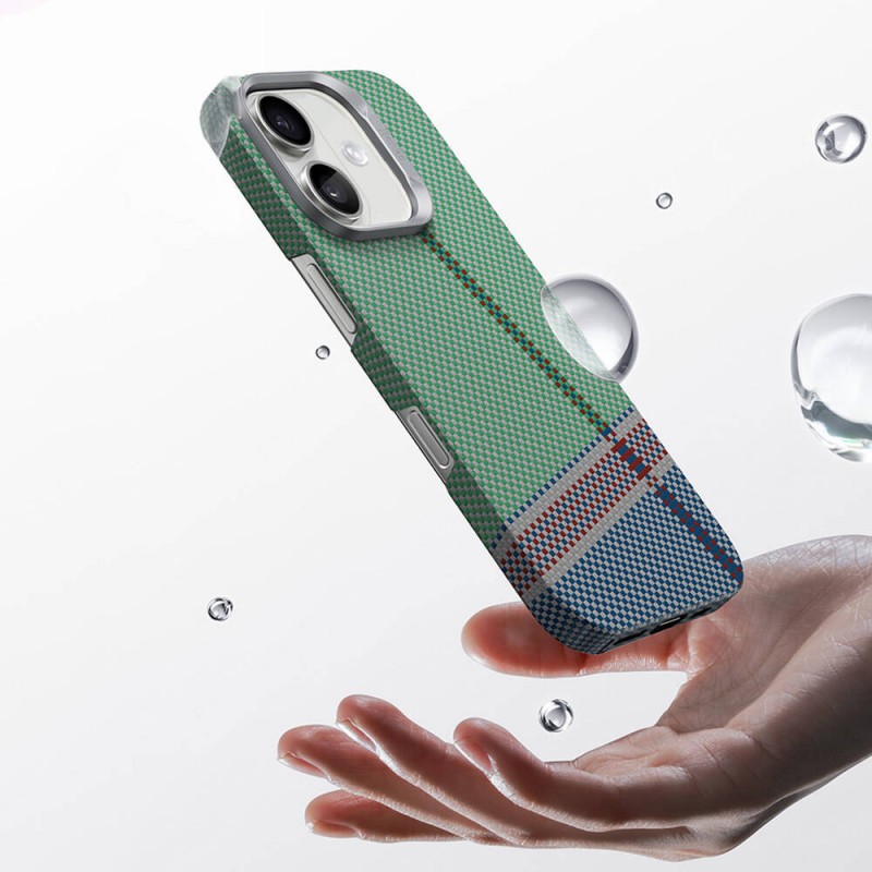 Bal-z Apple iPhone 16 Kılıf M-safe Şarj Özellikli Karbon Fiber Tasarımlı Benks Passion Green ArmorAir Kevlar Kapak