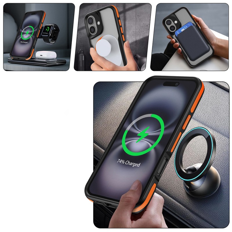 Bal-z Apple iPhone 16 Kılıf M-safe Şarj Özellikli Renkli Kenar Airbag Şeritli Zore Lamer Kapak