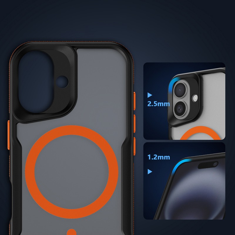 Bal-z Apple iPhone 16 Kılıf M-safe Şarj Özellikli Renkli Kenar Airbag Şeritli Zore Lamer Kapak