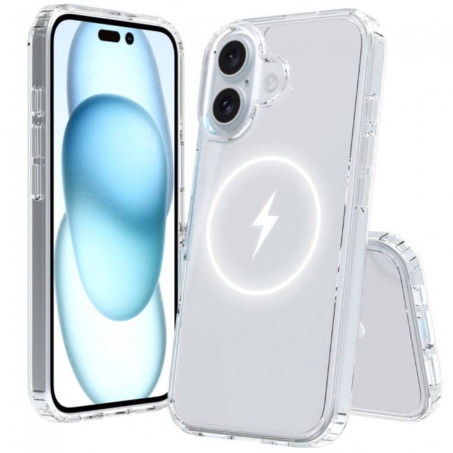 Apple iPhone 16 Kılıf Magsafe Şarj Özellikli Şeffaf Sert PC Zore Embos Kapak Apple iPhone 16 Kılıf Magsafe Şarj Özellikli Şeffaf Sert PC Zore Embos Kapak