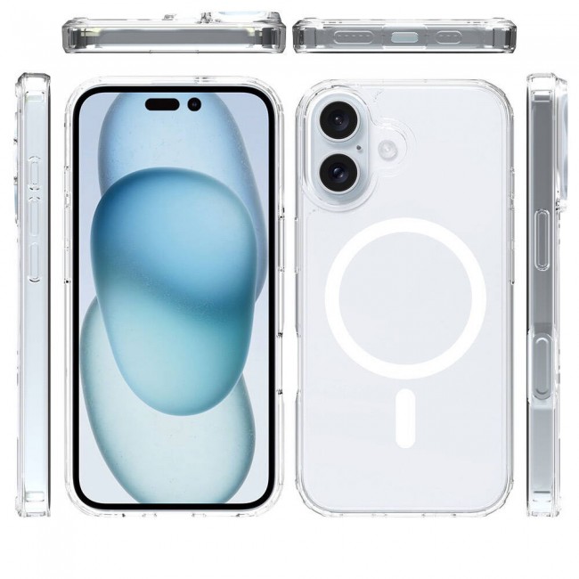 Apple iPhone 16 Kılıf Magsafe Şarj Özellikli Şeffaf Sert PC Zore Embos Kapak Apple iPhone 16 Kılıf Magsafe Şarj Özellikli Şeffaf Sert PC Zore Embos Kapak