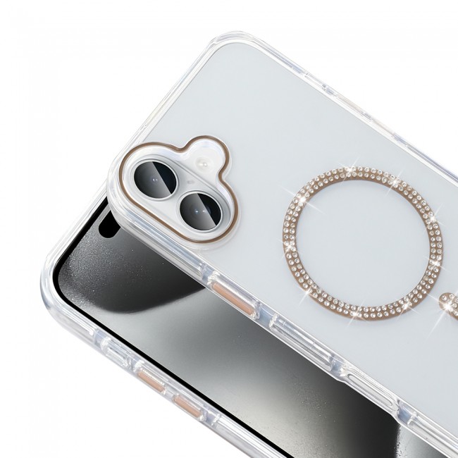Apple iPhone 16 Kılıf Taşlı Tasarım M-safe Şarj Özellikli Zore Koment Silikon Kapak Apple iPhone 16 Kılıf Taşlı Tasarım M-safe Şarj Özellikli Zore Koment Silikon Kapak