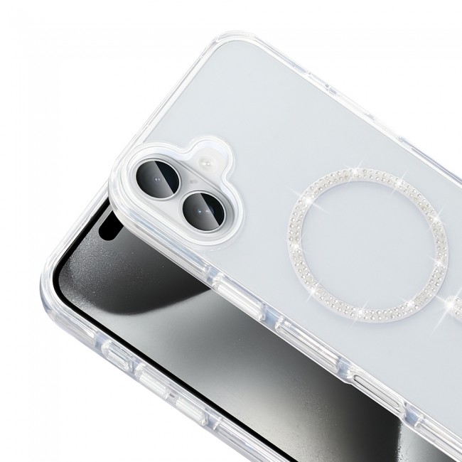 Apple iPhone 16 Kılıf Taşlı Tasarım M-safe Şarj Özellikli Zore Koment Silikon Kapak Apple iPhone 16 Kılıf Taşlı Tasarım M-safe Şarj Özellikli Zore Koment Silikon Kapak