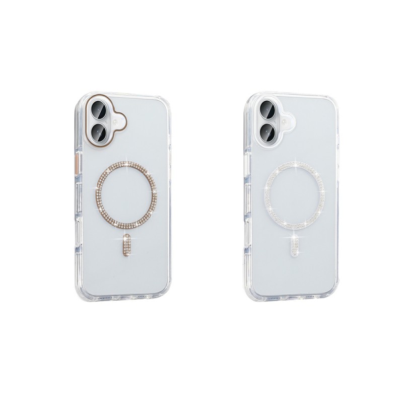 Bal-z Apple iPhone 16 Kılıf Taşlı Tasarım M-safe Şarj Özellikli Zore Koment Silikon Kapak