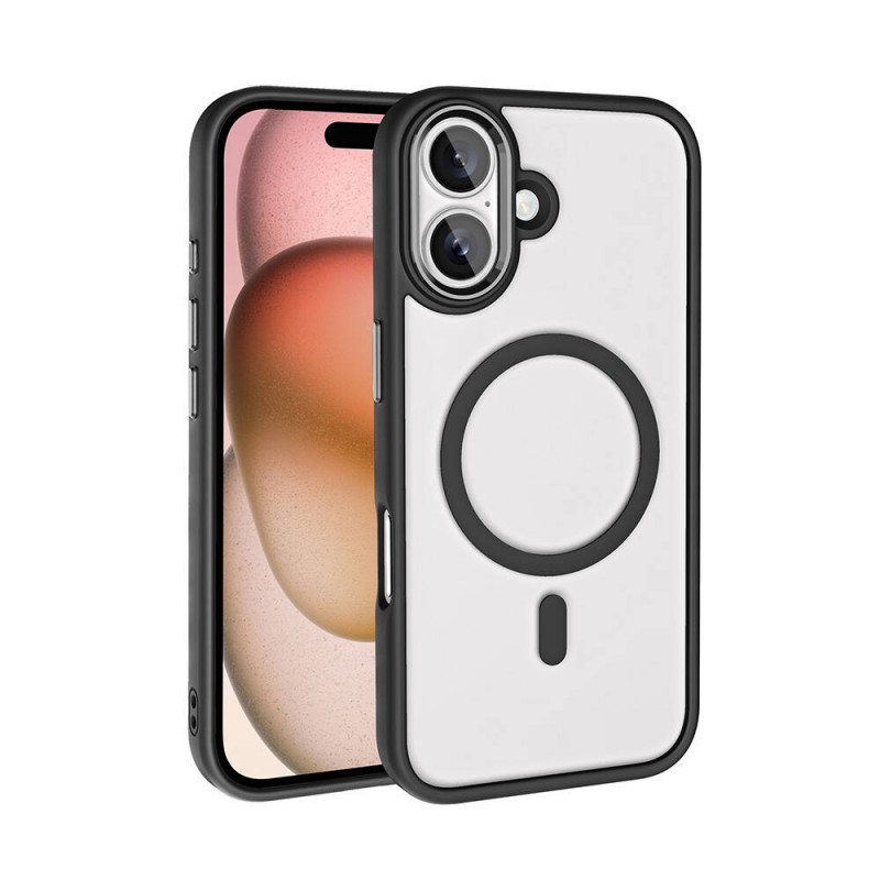 Bal-z Apple iPhone 16 Kılıf Wireless Şarj Özellikli Zore Krom M-safe Silikon Kapak