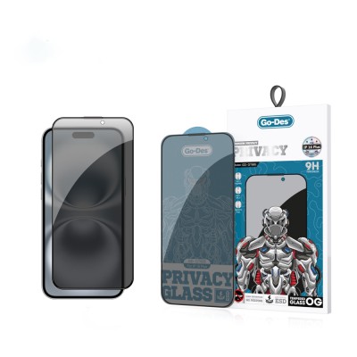 Bal-z Apple iPhone 16 Plus Go Des 9D Full Cover Privacy Temperli Cam Ekran Koruyucu