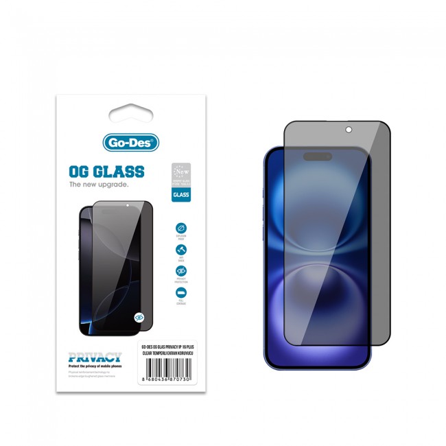 Apple iPhone 16 Plus Go Des OG Glass Privacy Antistatik Temperli Cam Ekran Koruyucu Apple iPhone 16 Plus Go Des OG Glass Privacy Antistatik Temperli Cam Ekran Koruyucu