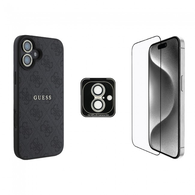 Apple iPhone 16 Plus Guess Orjinal Lisanslı Kılıf + Ekran Koruyucu + Lens Koruyucu 3in1 Aksesuar Seti Apple iPhone 16 Plus Guess Orjinal Lisanslı Kılıf + Ekran Koruyucu + Lens Koruyucu 3in1 Aksesuar Seti