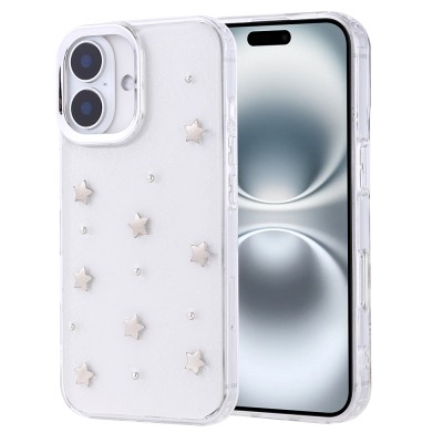 Bal-z Apple iPhone 16 Plus Kılıf Airbag Tasarımlı Simli Şeffaf Zore Kutup Kapak