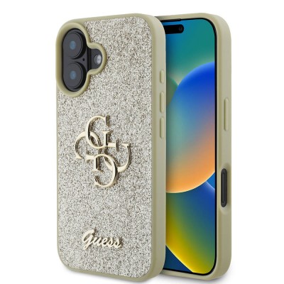 Bal-z Apple iPhone 16 Plus Kılıf Guess Orjinal Lisanslı 4G Büyük Metal Logolu Glitter Kapak