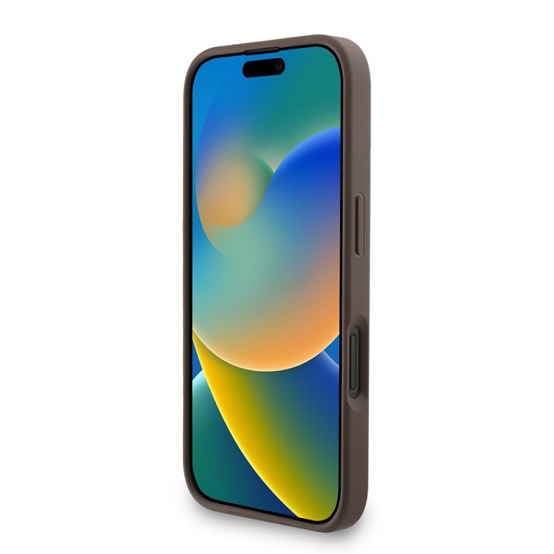 Bal-z Apple iPhone 16 Plus Kılıf Guess Orjinal Lisanslı M-safe Şarj Özellikli PU Deri Bilek Askı İpli Yazı Logolu Kapak