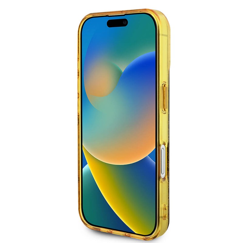 Bal-z Apple iPhone 16 Plus Kılıf Guess Orjinal Lisanslı M-safe Şarj Özellikli 4G Desenli IML Yazı Logolu Peony Kapak