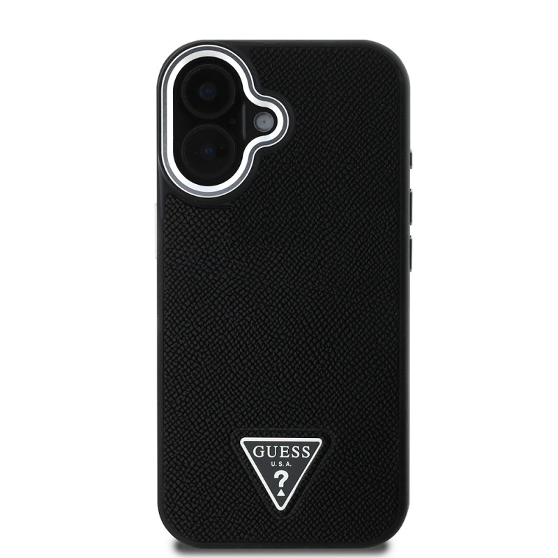 Bal-z Apple iPhone 16 Plus Kılıf Guess Orjinal Lisanslı M-safe Şarj Özellikli Grained Triangle Kapak