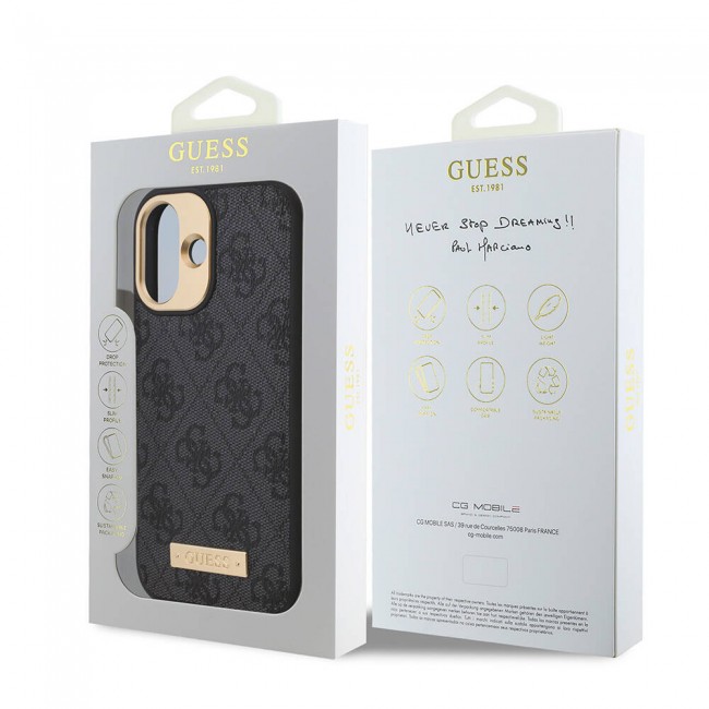 Apple iPhone 16 Plus Kılıf Guess Orjinal Lisanslı Magsafe Şarj Özellikli PU 4G Desenli Metal Plaka Klasik Logolu Kapak Apple iPhone 16 Plus Kılıf Guess Orjinal Lisanslı Magsafe Şarj Özellikli PU 4G Desenli Metal Plaka Klasik Logolu Kapak