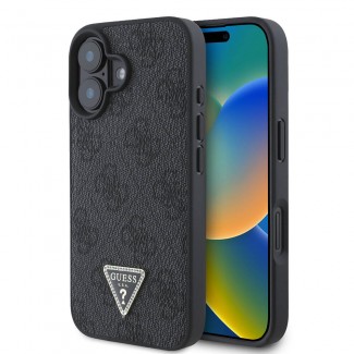 Apple iPhone 16 Plus Kılıf Guess Orjinal Lisanslı M-safe Şarj Özellikli PU Deri 4G Desenli Taşlı Üçgen Logolu Kapak Apple iPhone 16 Plus Kılıf Guess Orjinal Lisanslı M-safe Şarj Özellikli PU Deri 4G Desenli Taşlı Üçgen Logolu Kapak