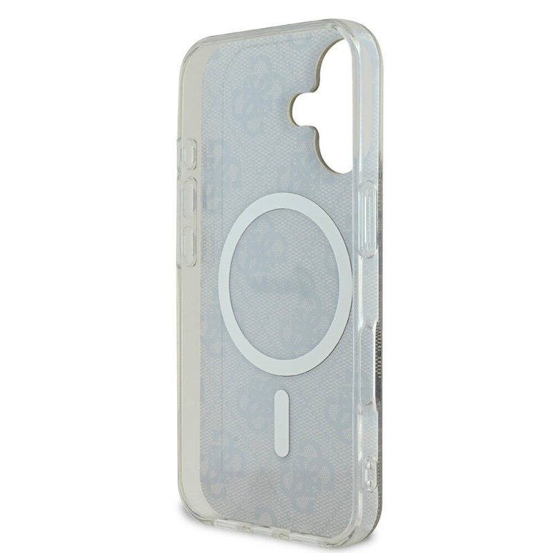 Bal-z Apple iPhone 16 Plus Kılıf Guess Orjinal Lisanslı M-safe Şarj Özellikli Yazı Logolu 4G Desenli Kapak