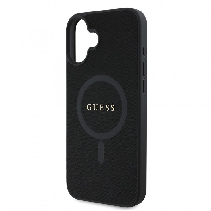 Apple iPhone 16 Plus Kılıf Guess Orjinal Lisanslı Magsafe Şarj Özellikli Yazı Logolu Saffiano Classic Kapak