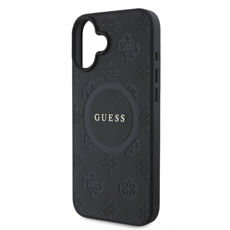 Bal-z Apple iPhone 16 Plus Kılıf Guess Orjinal Lisanslı M-safe Şarj Özellikli Yazı Logolu Saffiano Peony Kapak