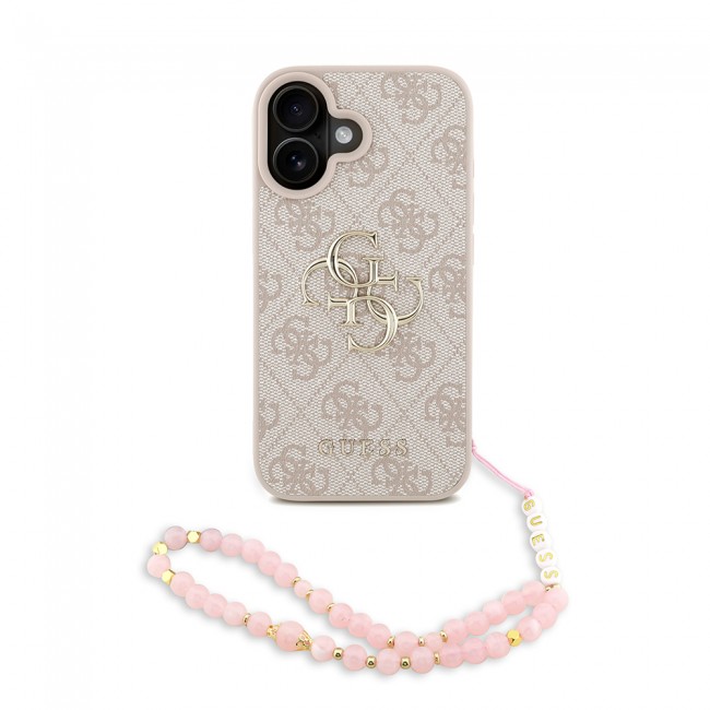 Apple iPhone 16 Plus Kılıf Guess Orjinal Lisanslı PU Deri Bilek Askı İpli Metal Büyük 4G ve Yazı Logolu Kapak Apple iPhone 16 Plus Kılıf Guess Orjinal Lisanslı PU Deri Bilek Askı İpli Metal Büyük 4G ve Yazı Logolu Kapak