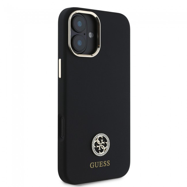 Apple iPhone 16 Plus Kılıf Guess Orjinal Lisanslı Yazı ve Taşlı 4G Logolu Metal Kamera Çerçeveli Silikon Kapak Apple iPhone 16 Plus Kılıf Guess Orjinal Lisanslı Yazı ve Taşlı 4G Logolu Metal Kamera Çerçeveli Silikon Kapak