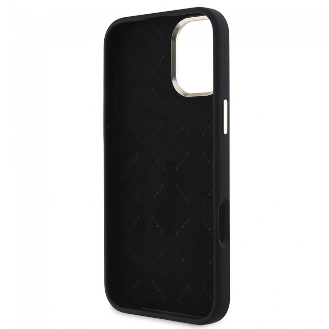 Apple iPhone 16 Plus Kılıf Guess Orjinal Lisanslı Yazı ve Taşlı 4G Logolu Metal Kamera Çerçeveli Silikon Kapak Apple iPhone 16 Plus Kılıf Guess Orjinal Lisanslı Yazı ve Taşlı 4G Logolu Metal Kamera Çerçeveli Silikon Kapak