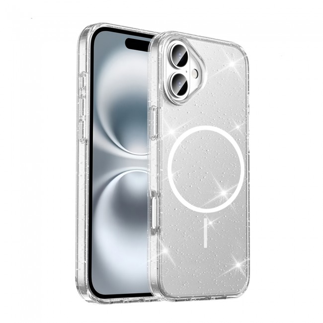 Apple iPhone 16 Plus Kılıf M-safe Şarj Özellikli Parlayan Simli Saydam Renkli Zore Maris Kapak Apple iPhone 16 Plus Kılıf M-safe Şarj Özellikli Parlayan Simli Saydam Renkli Zore Maris Kapak