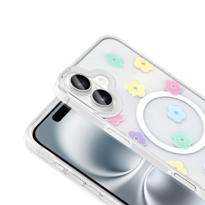 Bal-z Apple iPhone 16 Plus Kılıf M-Safe Şarj Özellikli Şeffaf Zore Folk Sert Kapak