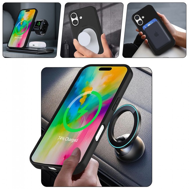 Apple iPhone 16 Plus Kılıf M-safe Şarj Özellikli Standlı Zore Samara Kapak Apple iPhone 16 Plus Kılıf M-safe Şarj Özellikli Standlı Zore Samara Kapak