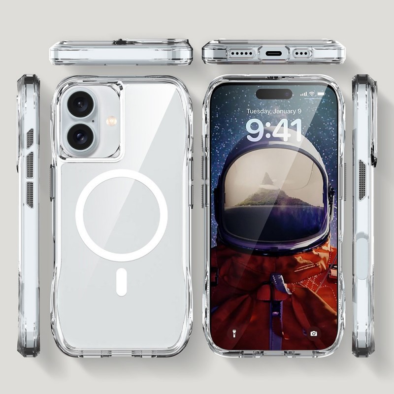 Bal-z Apple iPhone 16 Plus Kılıf M-safe Şarj Özellikli Airbagli Şeffaf Zore İncek Kapak