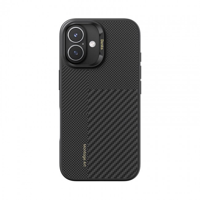 Apple iPhone 16 Plus Kılıf Magsafe Şarj Özellikli Karbon Fiber Benks Montage Hybrid ArmorPro Kevlar Kapak Apple iPhone 16 Plus Kılıf Magsafe Şarj Özellikli Karbon Fiber Benks Montage Hybrid ArmorPro Kevlar Kapak