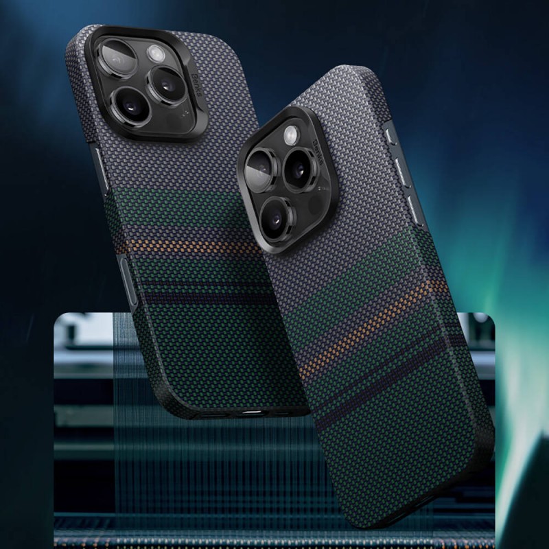 Bal-z Apple iPhone 16 Plus Kılıf M-safe Şarj Özellikli Karbon Fiber Tasarımlı Benks Aurora ArmorAir Kevlar Kapak