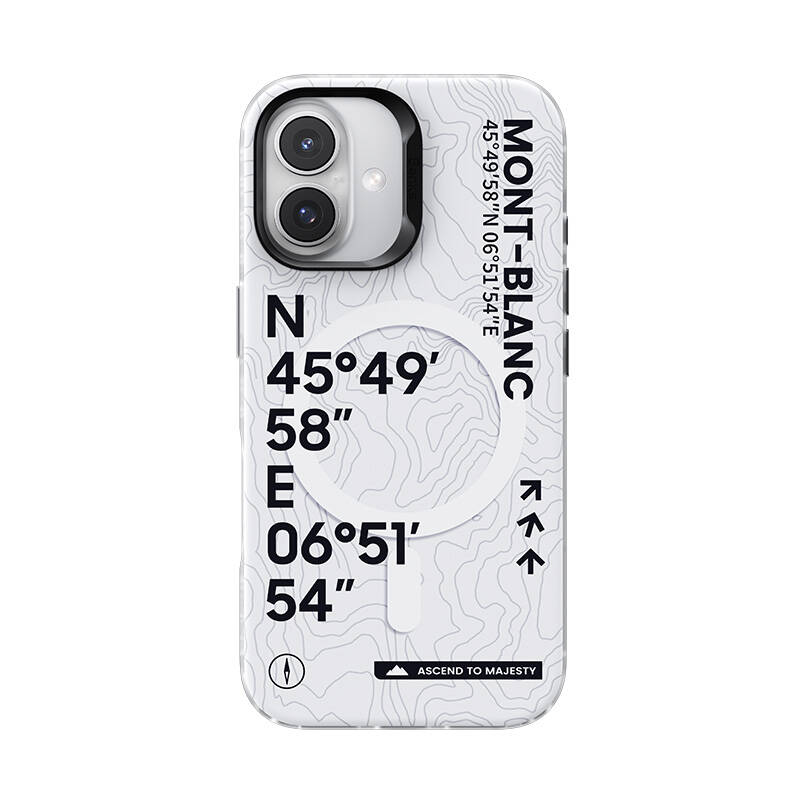 Bal-z Apple iPhone 16 Plus Kılıf M-safe Şarj Özellikli Koordinat Yazı Desenli Benks Summit Serisi Kapak