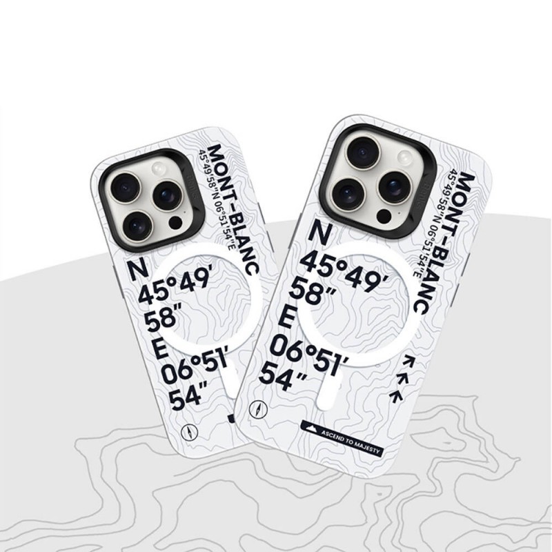 Bal-z Apple iPhone 16 Plus Kılıf M-safe Şarj Özellikli Koordinat Yazı Desenli Benks Summit Serisi Kapak