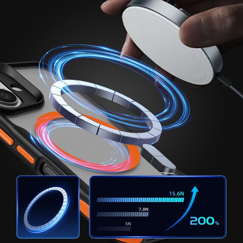 Bal-z Apple iPhone 16 Plus Kılıf M-safe Şarj Özellikli Renkli Kenar Airbag Şeritli Zore Lamer Kapak