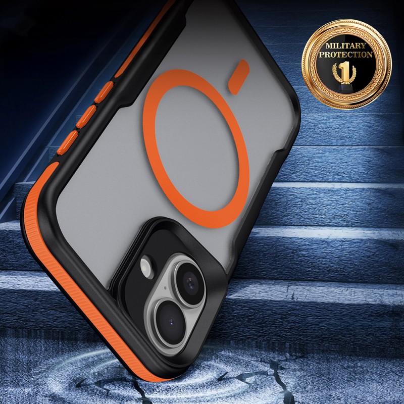 Bal-z Apple iPhone 16 Plus Kılıf M-safe Şarj Özellikli Renkli Kenar Airbag Şeritli Zore Lamer Kapak