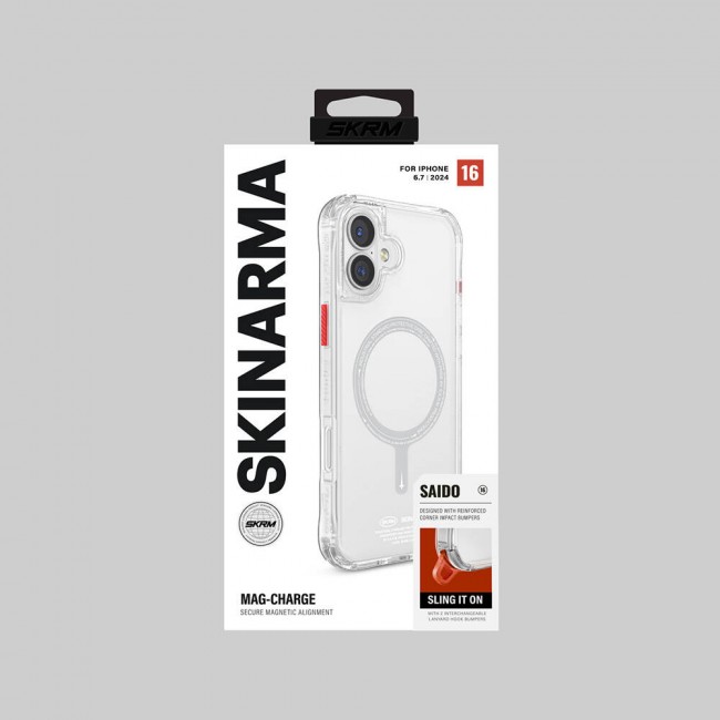 Apple iPhone 16 Plus Kılıf Magsafe Şarj Özellikli Şeffaf Airbag Tasarımlı Skinarma Saido Kapak Apple iPhone 16 Plus Kılıf Magsafe Şarj Özellikli Şeffaf Airbag Tasarımlı Skinarma Saido Kapak